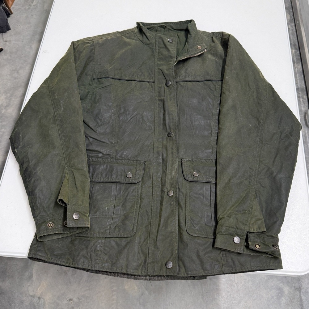 Outback Trading Co Oilskin Jacket mens MD Green Excellent Waxed Field Coat